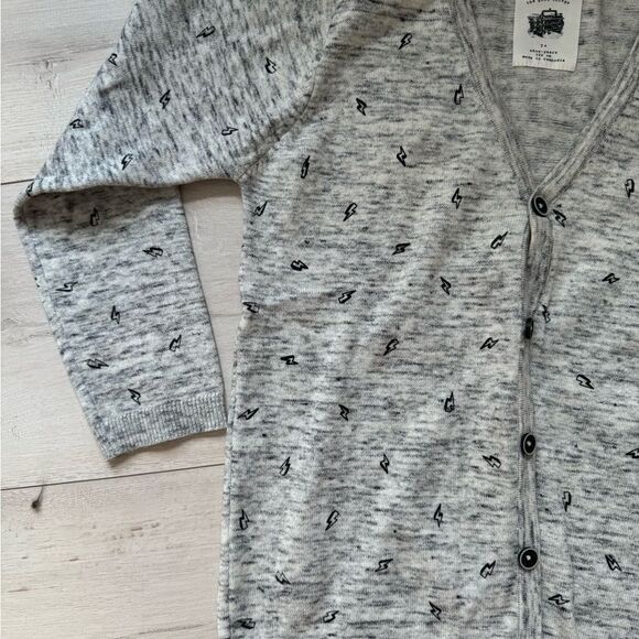 Zara gray marble knit cardigan button down with lightning bolts. Boys sz 7 - Picture 3 of 9